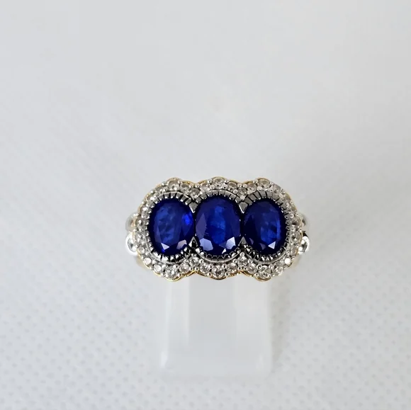 Natural Cobalt Blue Spinel Ring 24k Palladium Sterling Silver Size 8!